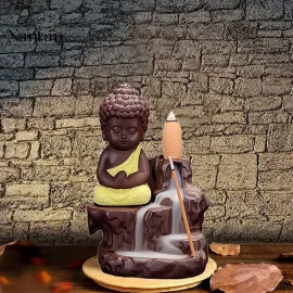 Figurine Little Meditating Buddha Backflow Smoke 